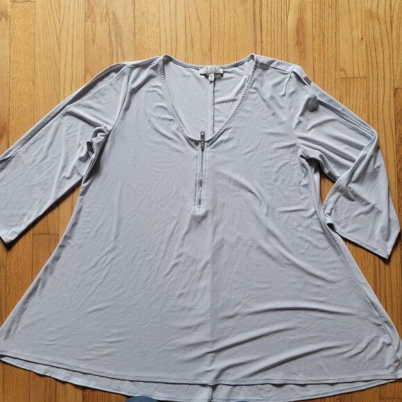 CHAUS New York Womens 1X Light Blue Zip-Front Tunic Top - Picture 5 of 7